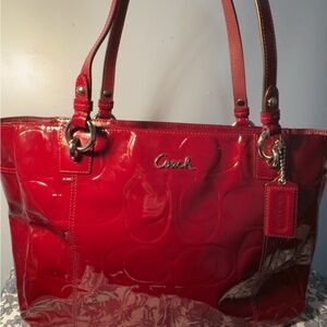 Coach Glossy Red Tote Bag